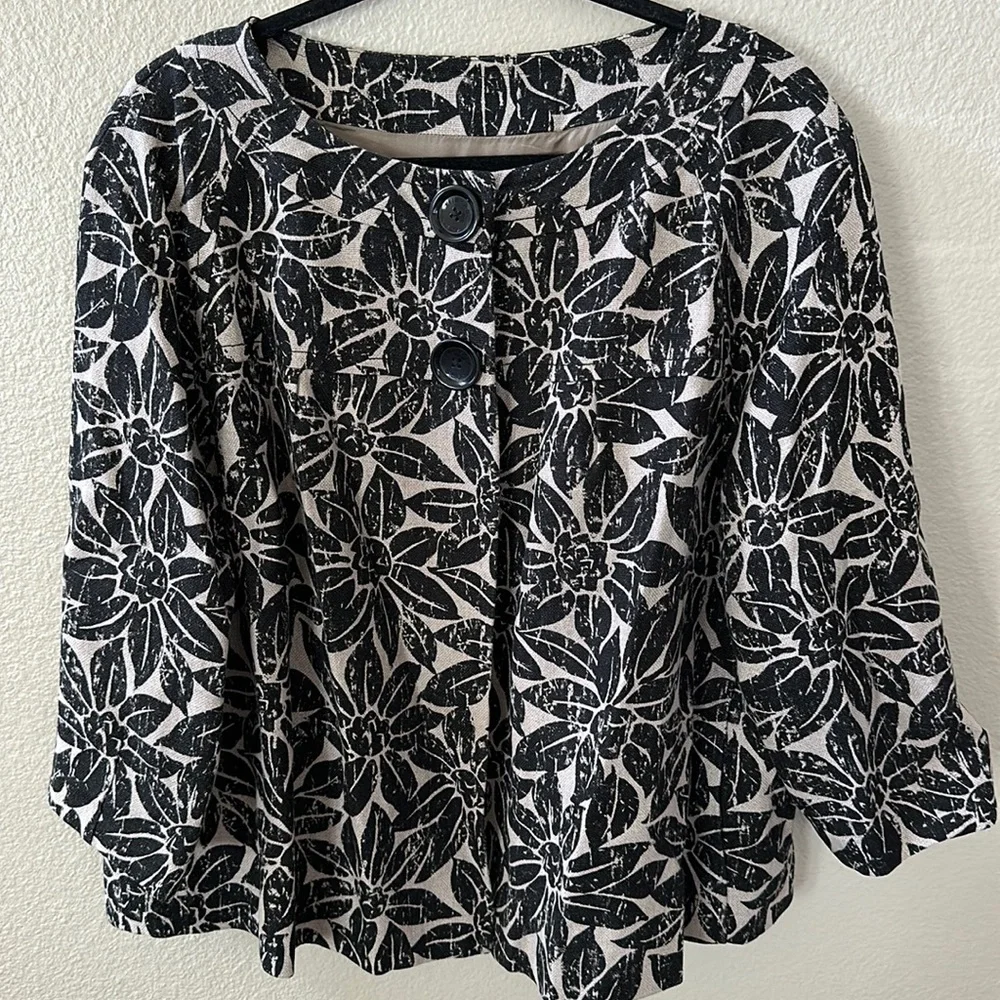 Michael Kors Black Floral Swing Jacket Size 1X - Picture 1 of 11
